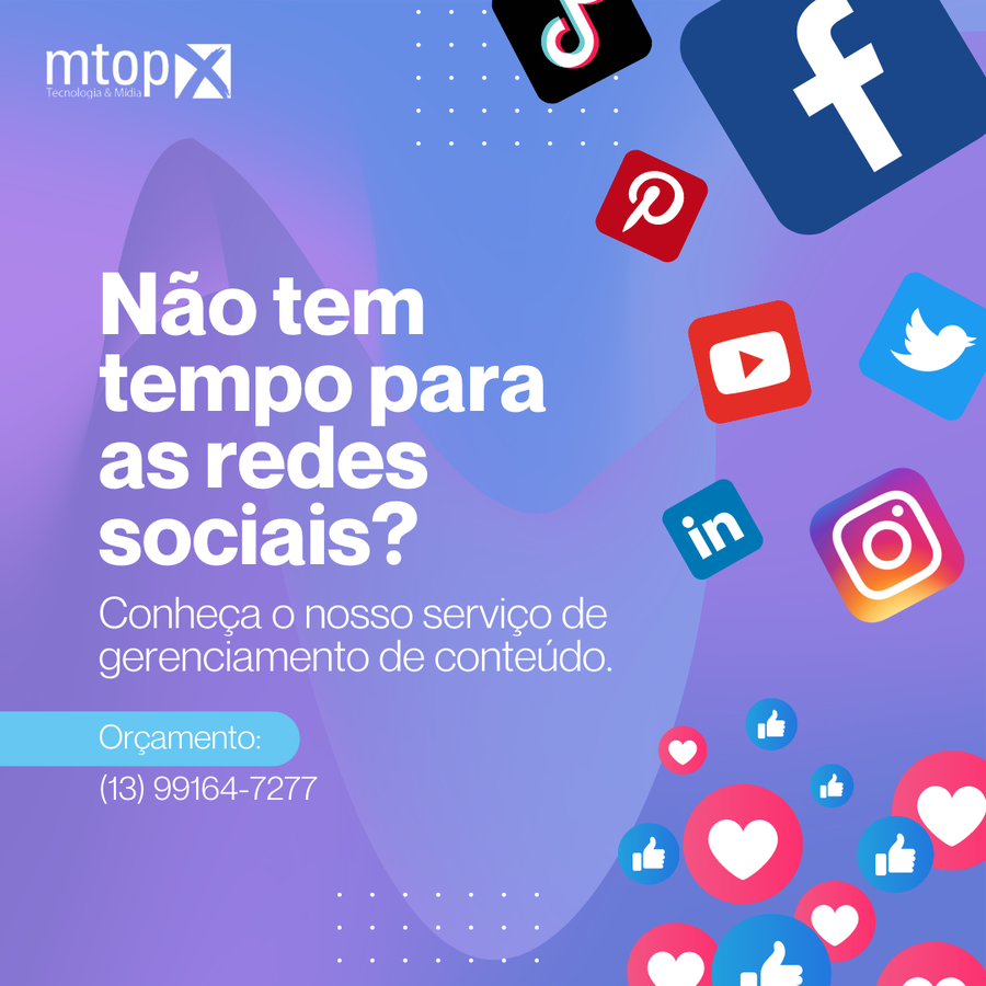 Não tem tempo para as redes sociais? Conheça o nosso serviço de gerenciamento de conteúdo.